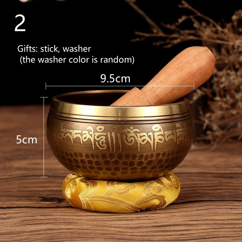 Tibetan Nepal Handmade Singing Bowls Set Buddha Mantra Design