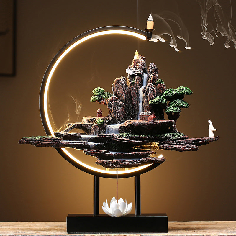 Creative Backflow Incense Burner High Mountain Flowing Water Home Zen Decoration