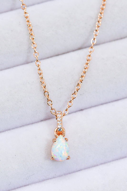 Opal Pendant 925 Sterling Silver Chain-Link Necklace 