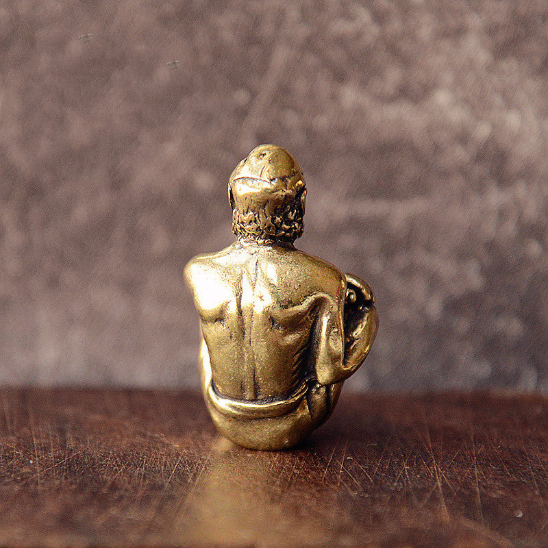 Brass Sitting Bitter Monk Bodhidharma Buddha Statue Ornament