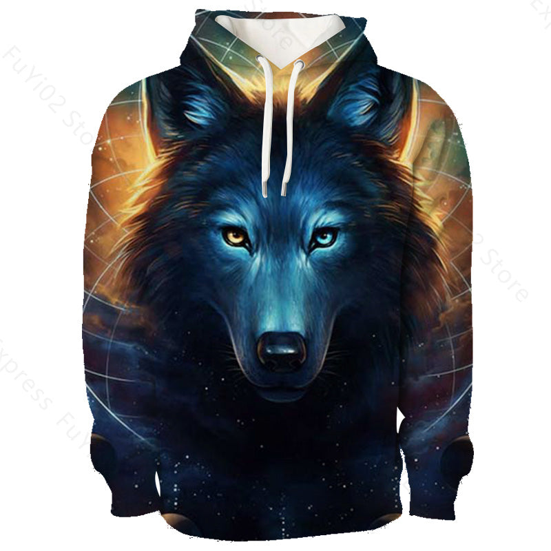 Animal 3d Wolf Pattern Hoodie Men And Women Sports Casual Wear