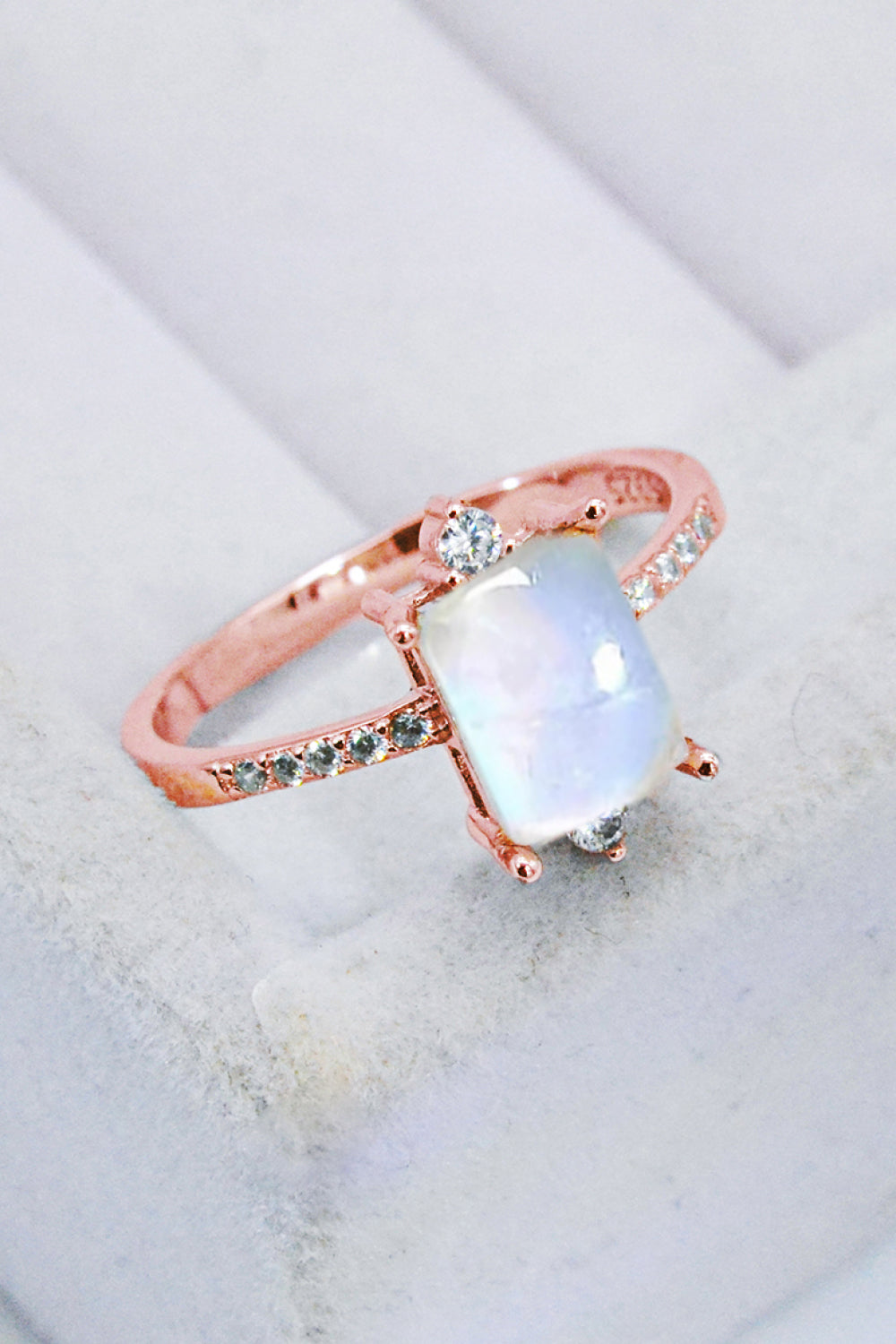 925 Sterling Silver Square Moonstone Ring 