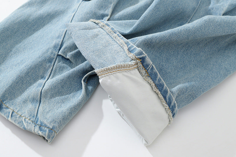 Vintage Vintage Washed Irregular Pleated Jeans