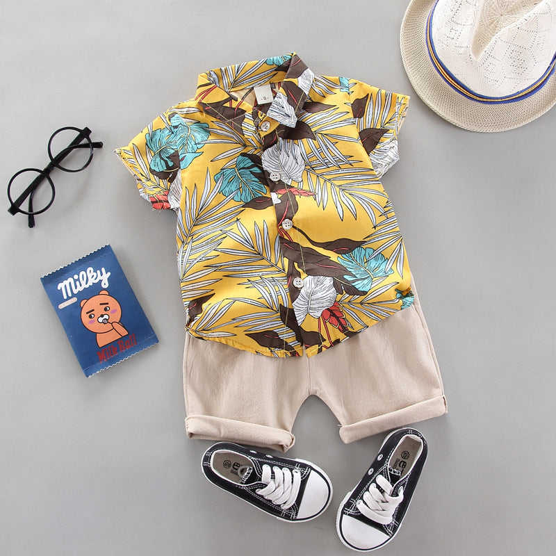 Short Sleeve Shorts Suit Beach Cartoon Full Print