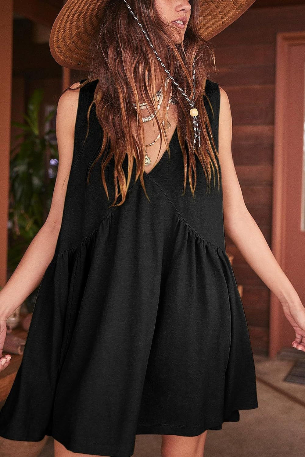 Plunge Wide Strap Mini Tank Dress - Babbazon New Products