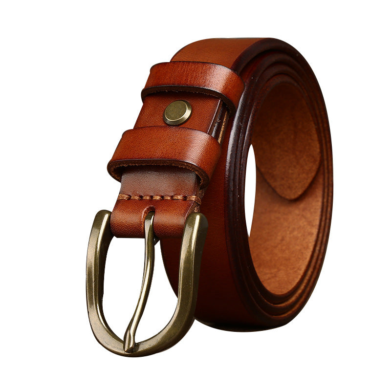 3.3CM Wide Copper Buckle Trendy Fashion Retro Belt Men 