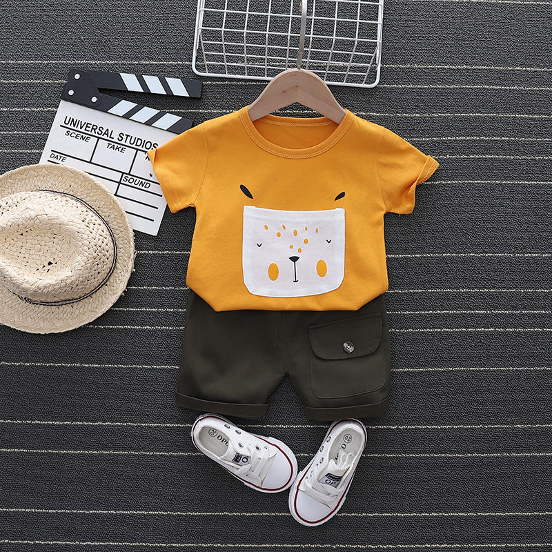 Children's Two-piece Suit Korean Version Of The Tide Baby Summer Clothes Boys Foreign Style Children's Summer Short Sleeves