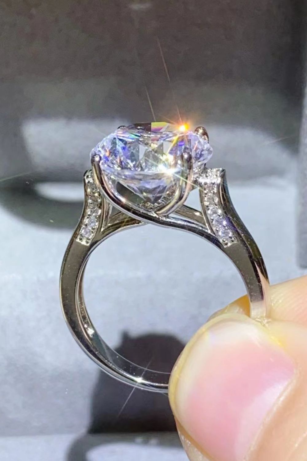 5 Carat Moissanite Platinum-Plated Ring 