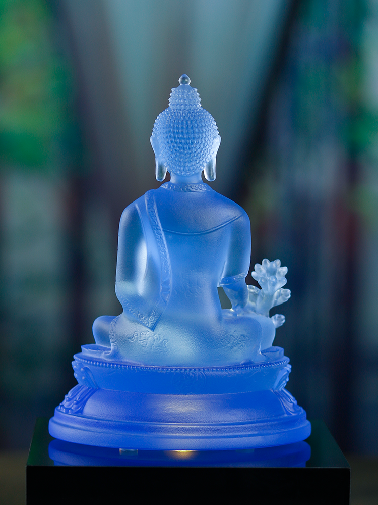 Glazed Yakushi Buddha Statue Base Elevated Resin Ornament