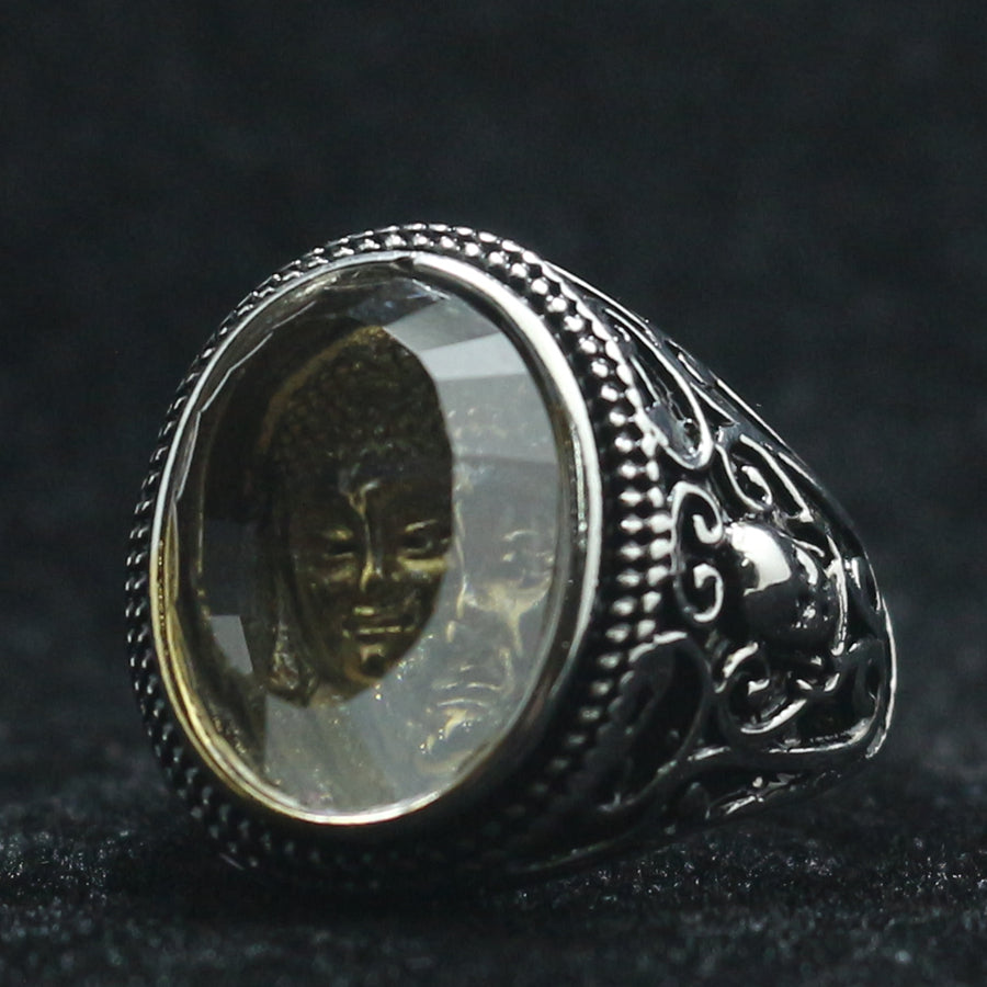 Buddha head titanium steel ring