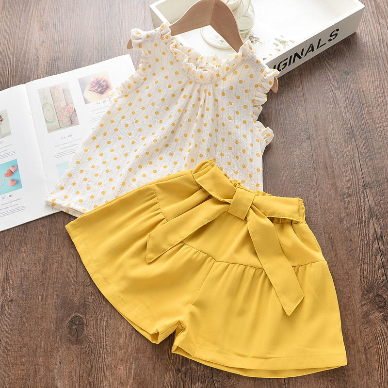 Ice Cream Printed t-Shirt + Shorts Girls Suit Pants