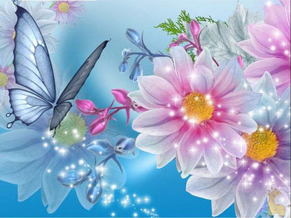 5D Butterfly Flower Diamond Painting DIY Mosaic Needlework Full Round Diamond Picture Embroidery Crystal  Home Decor Gift