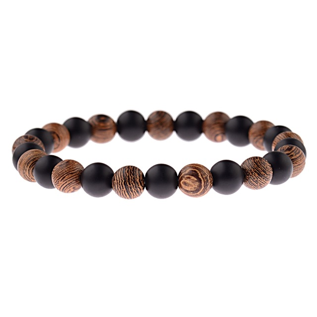 Hot Men Natural Wood Beads Cross Bracelets Onyx Meditation 58 / 5000