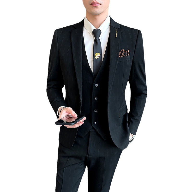 Striped Suit Men's Three-piece Suit 