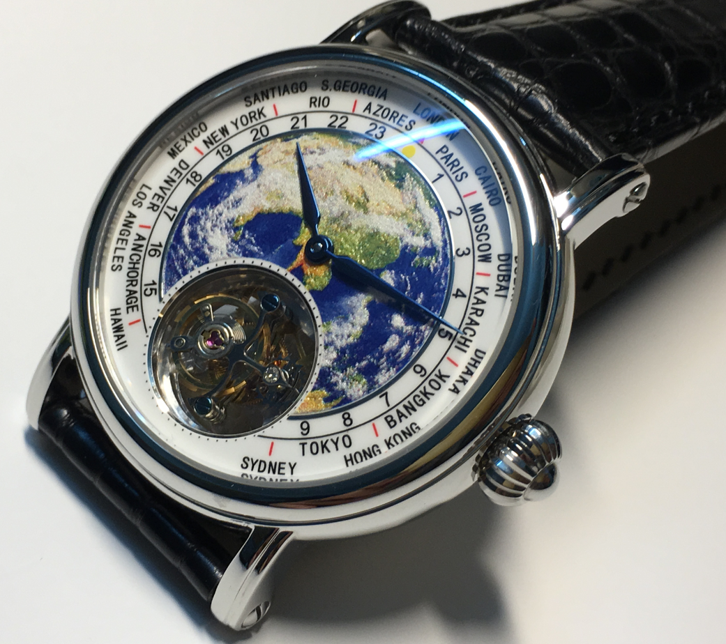 3D Globe Tourbillon Round Watch Fashion