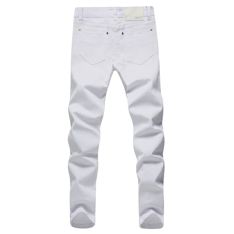 White pants men's slim feet pants