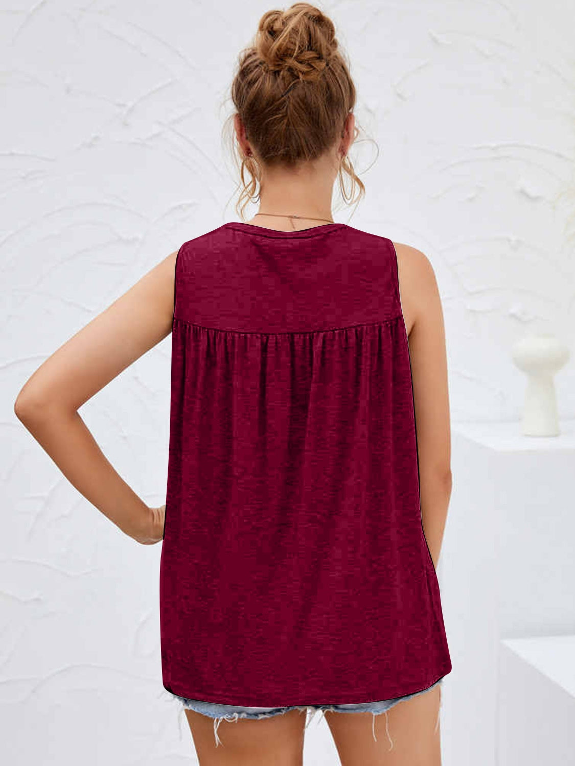 Flower Pattern Round Neck Tank - Babbazon New Products