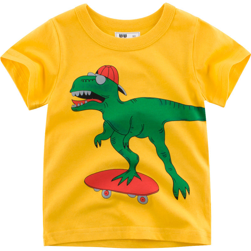 Brand children's clothing wholesale factory direct summer children's short-sleeved T-shirt baby clothes dinosaur pattern