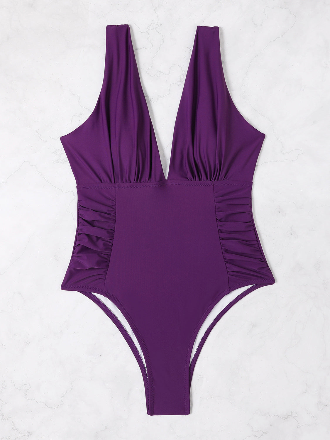 Plunge Wide Strap One-Piece Swimwear 