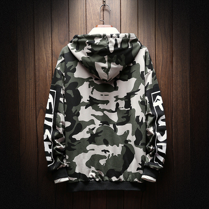 Camouflage long-sleeved sweater personality loose hooded sweater