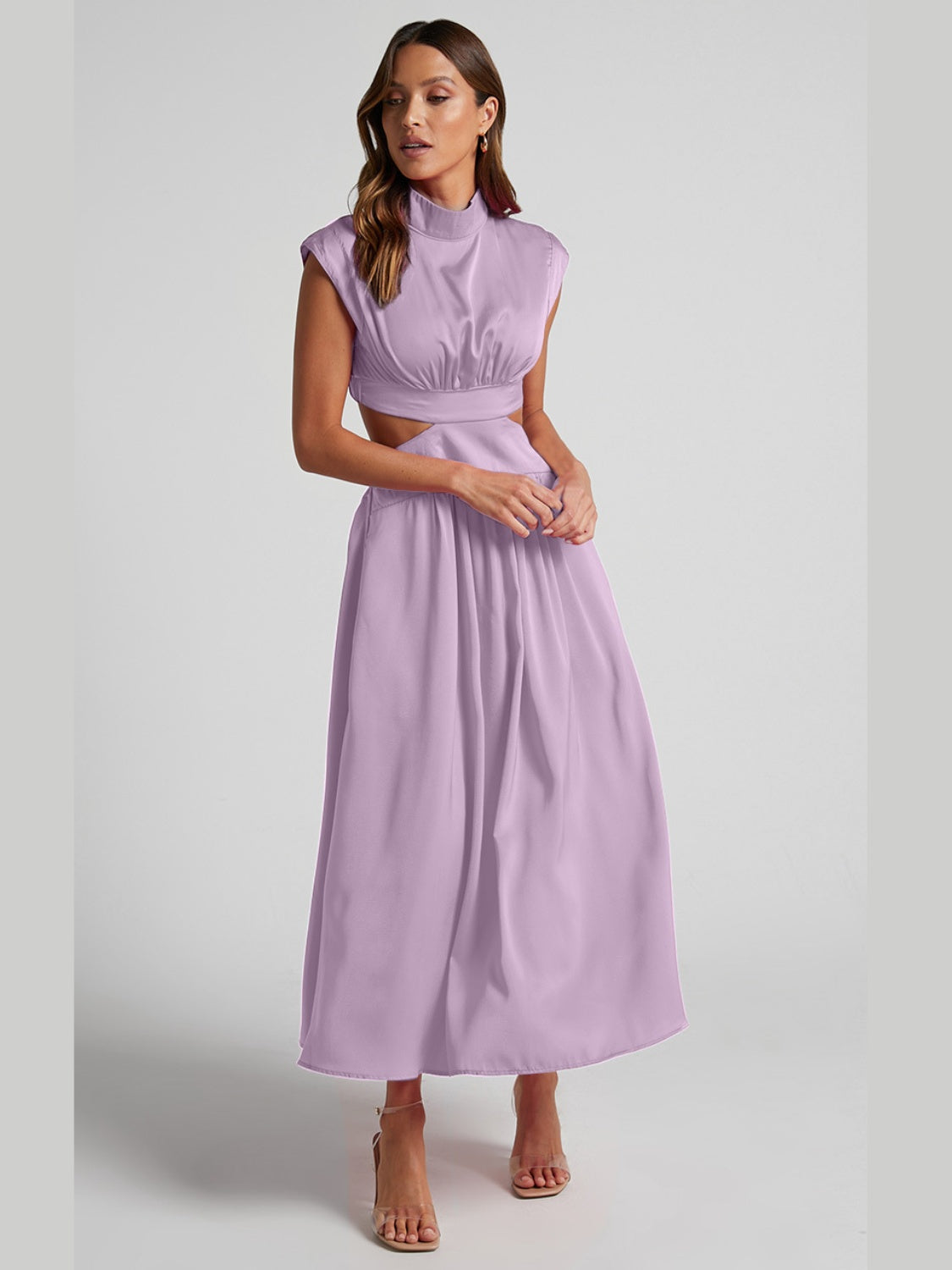 Cutout Mock Neck Sleeveless Dress - Babbazon Midi Dress