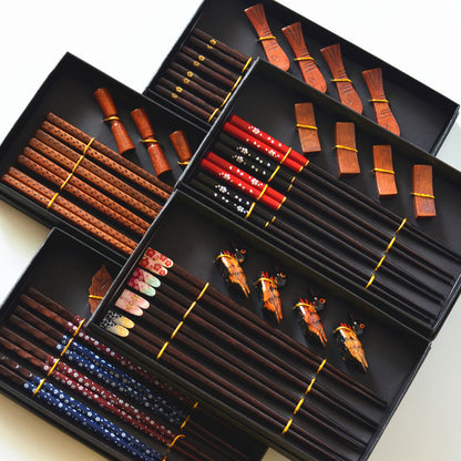 Wooden Chopsticks 4 Pairs Of Chopsticks Chopstick Holder Combination Gift Box Set