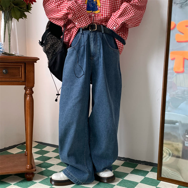 Versatile Loose Retro Denim Wide Leg Pants