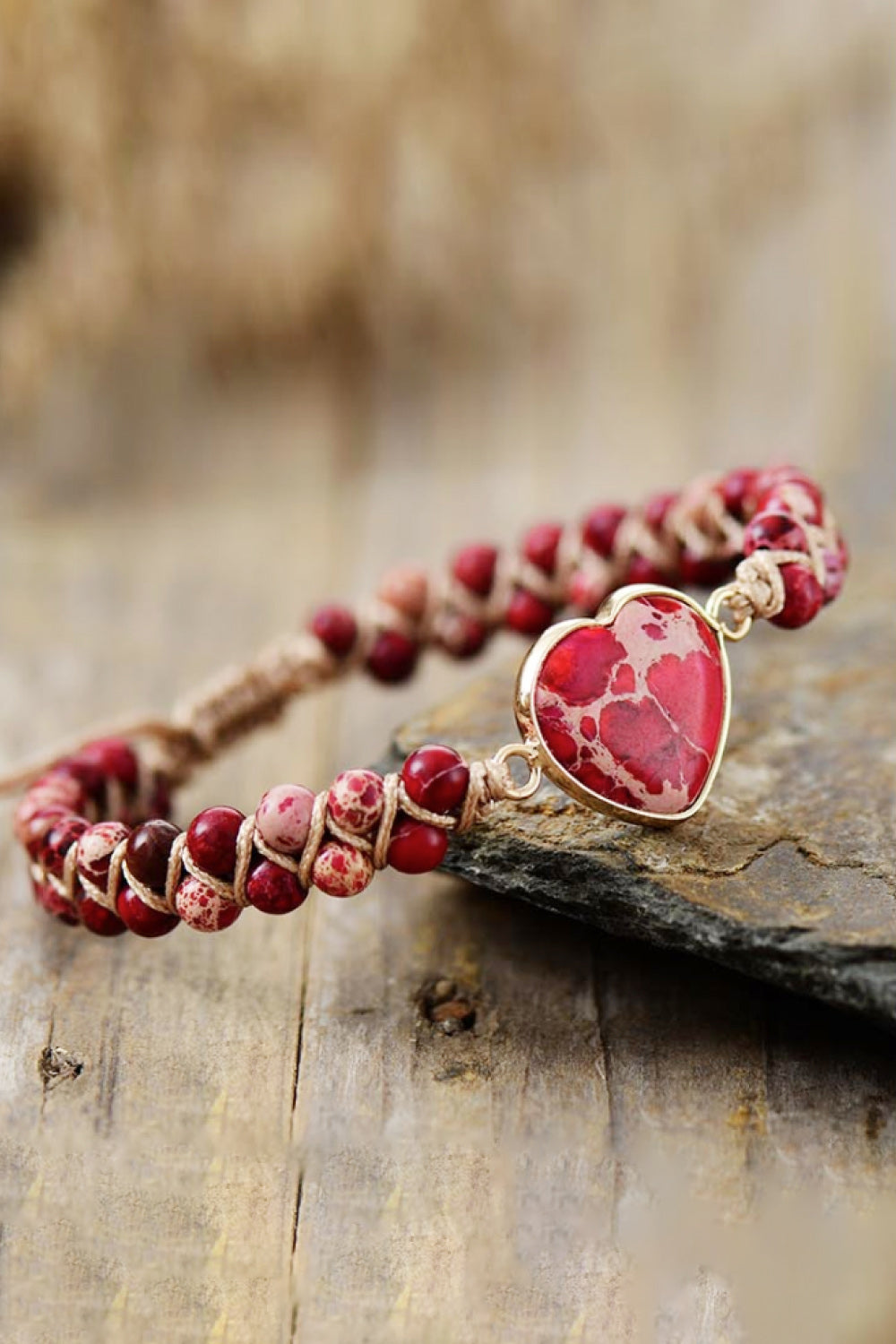 Handmade Heart Shape Natural Stone Bracelet 