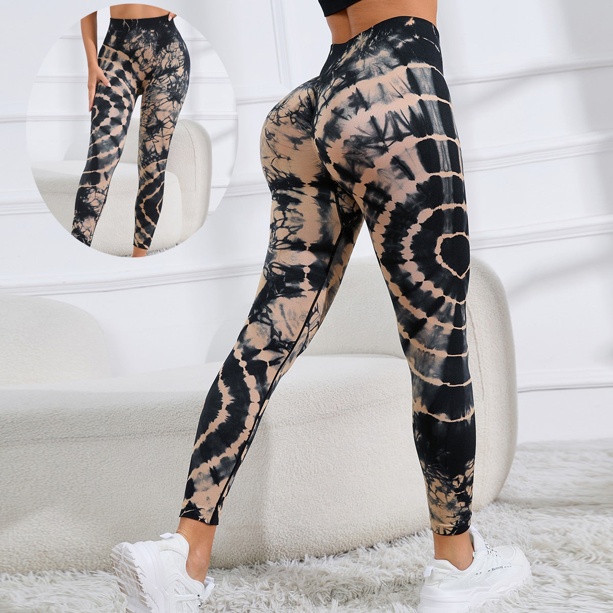 New Tie Dye Printed Yoga Pants Women Seamless High Waist Hip Lifting Fitness Running Sports Leggings 