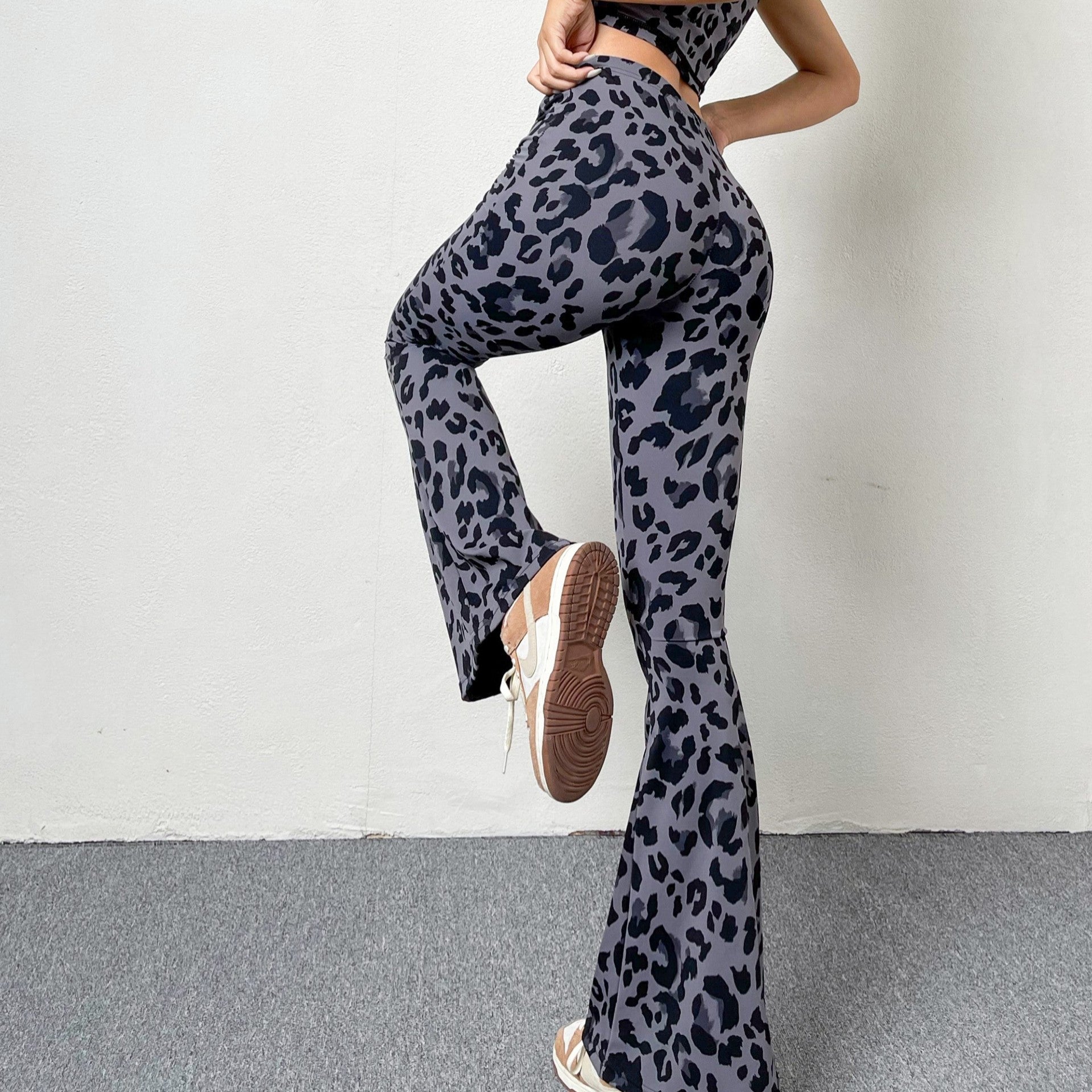 European And American Leopard Print Flared Pants 