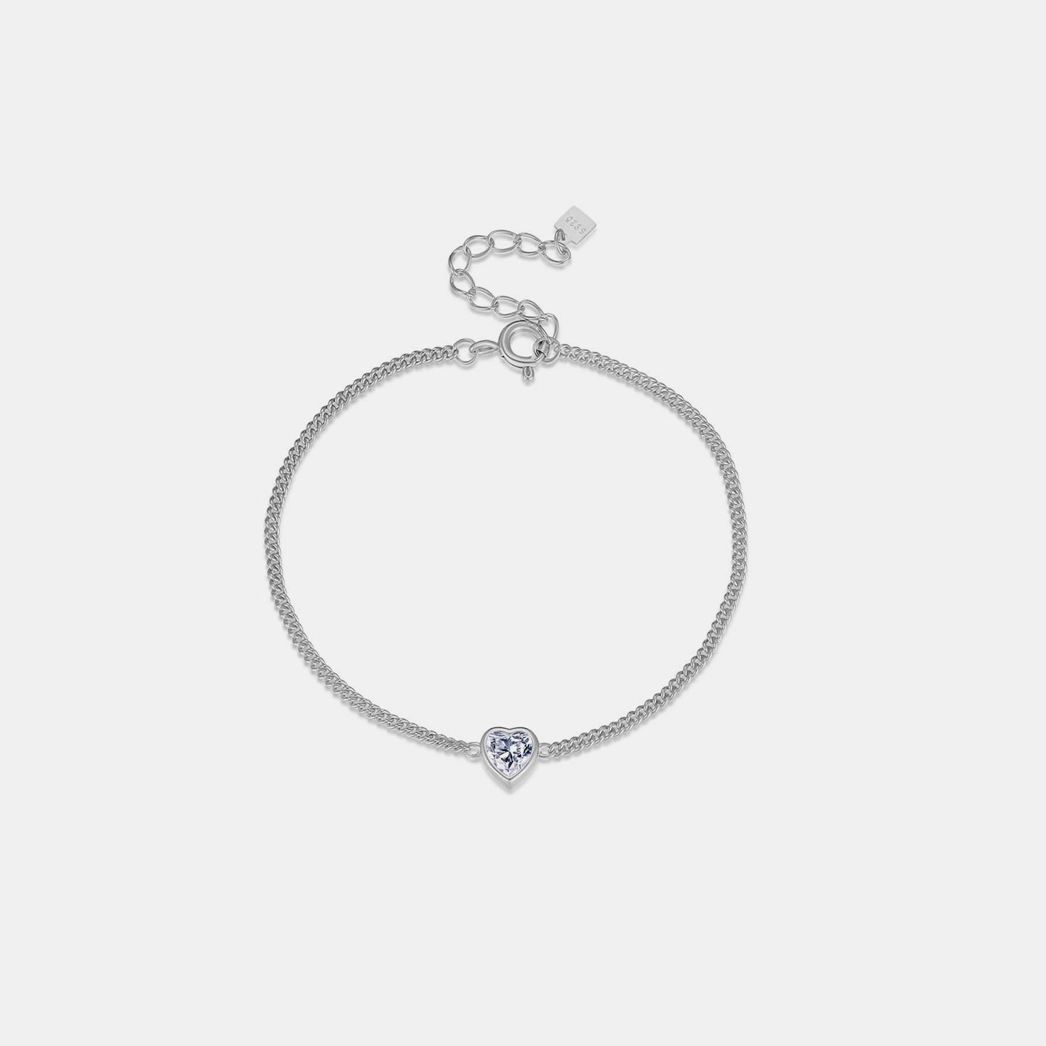 Heart Inlaid Zircon Spring Ring Closure Bracelet 