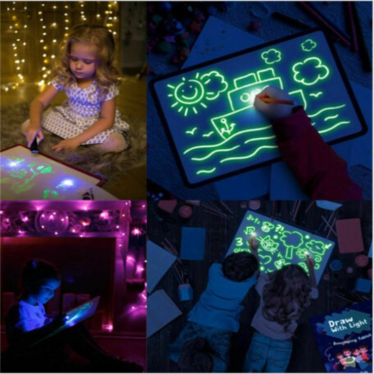 Educational Toy Drawing Pad 3D Magic 8 Light Effects Puzzle Board Sketchpad 