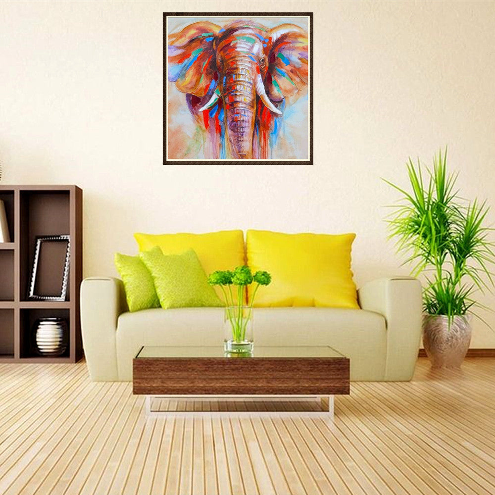 Colorful diamond paintings of elephants