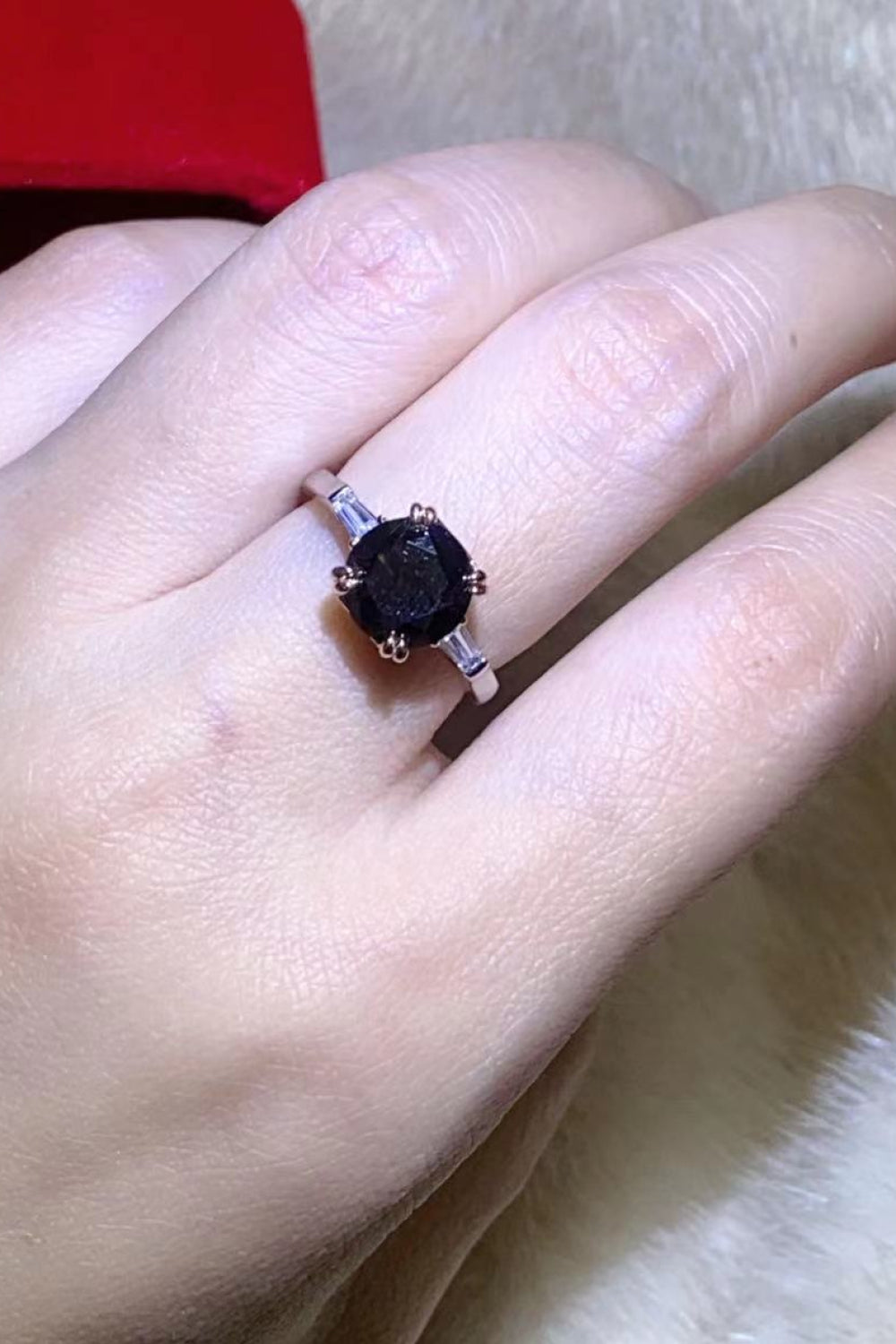 2 Carat Black Moissanite Platinum-Plated Ring 