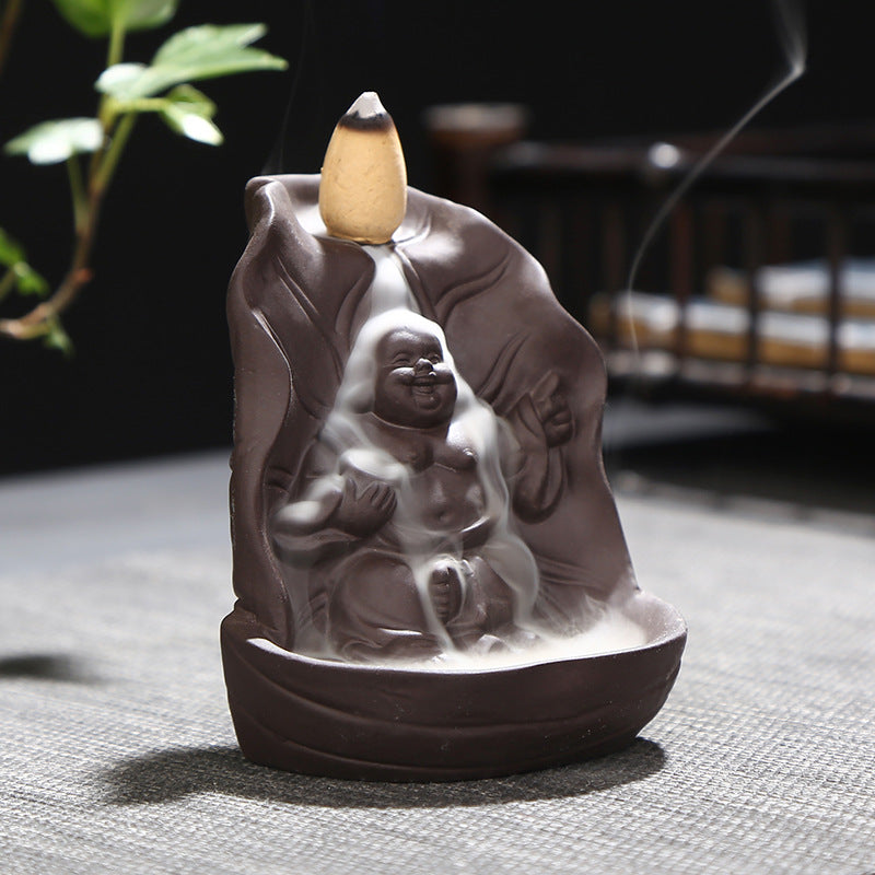 Buddha ceramic back incense burner