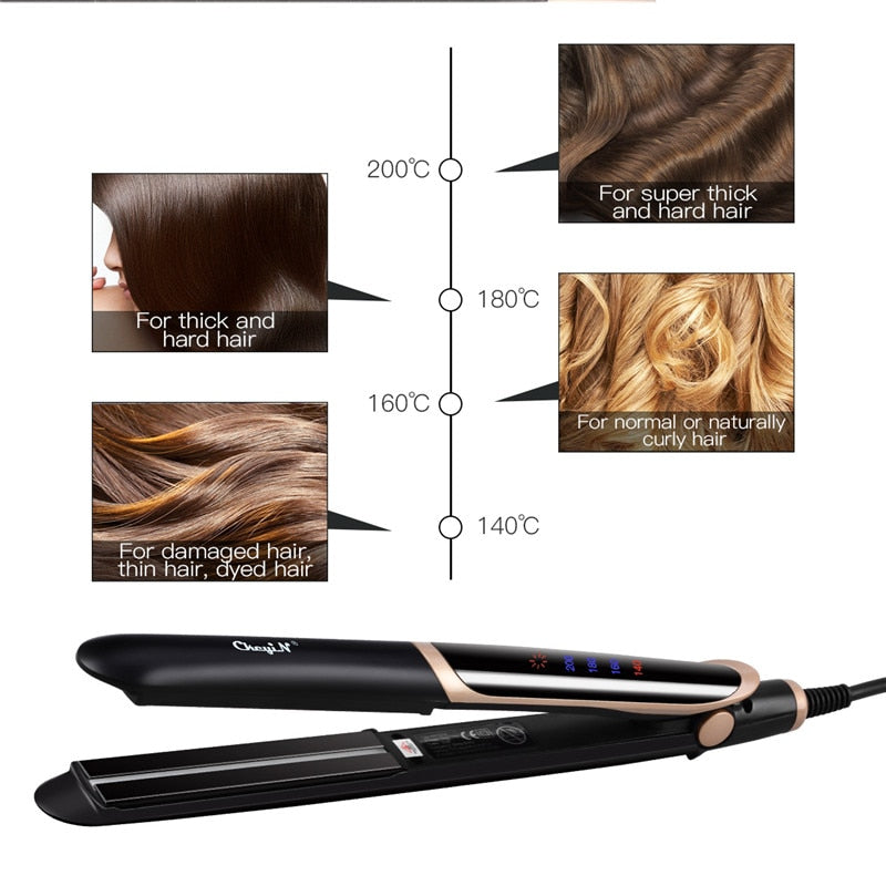 Professional Hair Straightener Curler Hair Flat Iron Negative Ion Infrared Hair Straighting Curling Iron Corrugation LED Display 