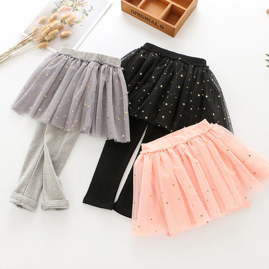 Korean Style Culottes Girl Star Net Gauze Culottes