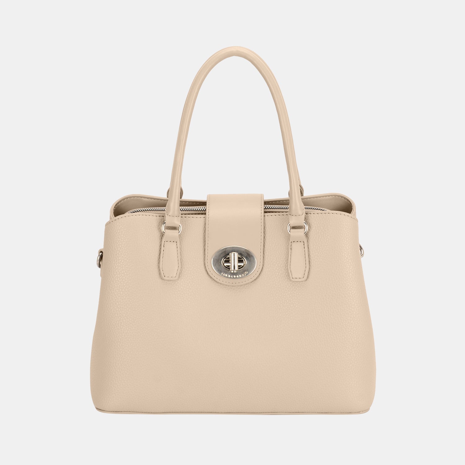 David Jones PU Leather Twist-Lock Tote Bag - Babbazon New Products