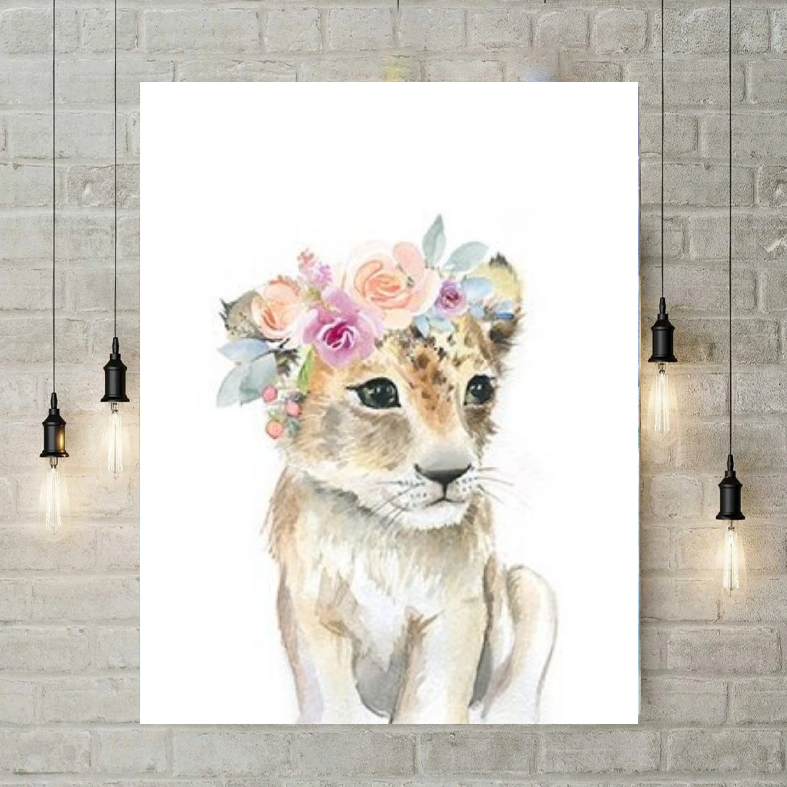 5D Diamond Painting - Leopard with floral wreath