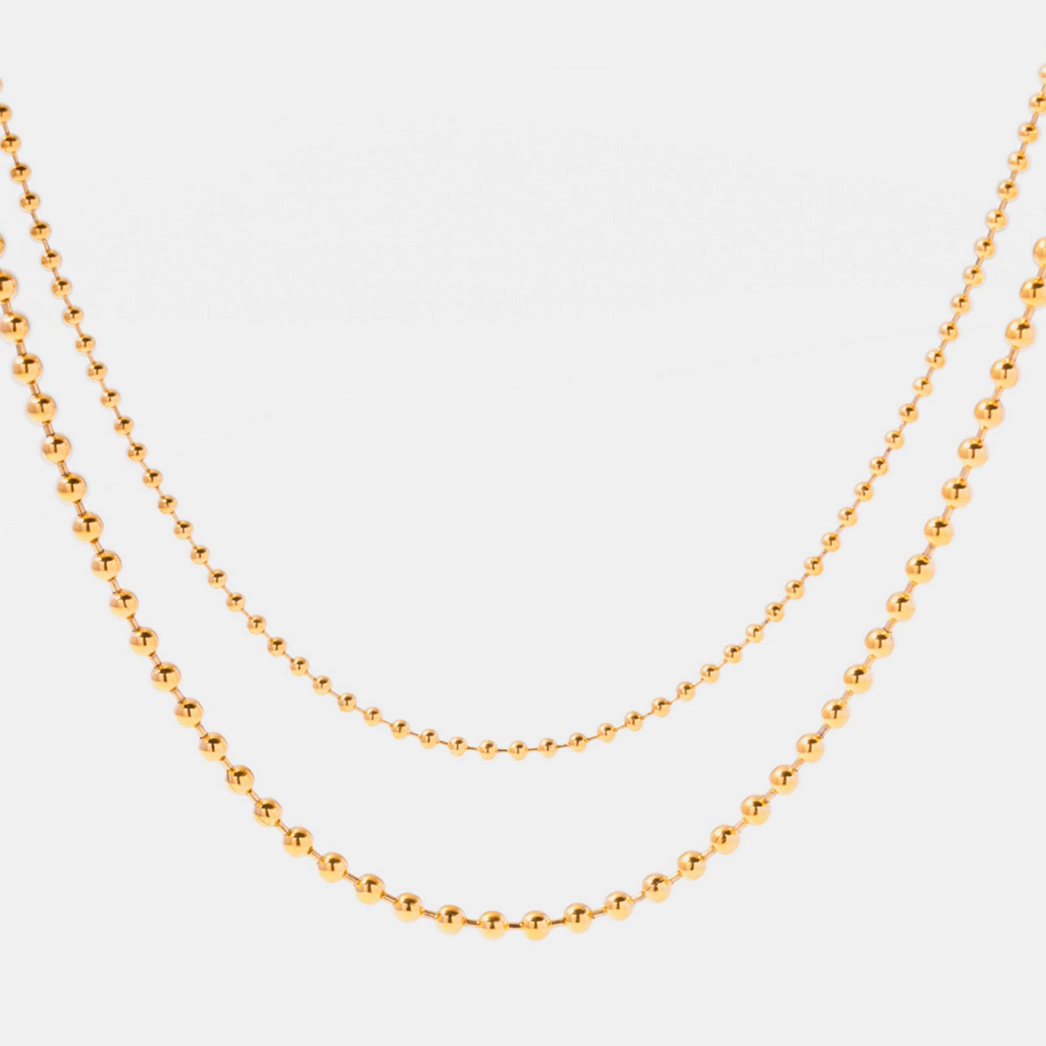 18K Gold-Plated Lobster Closure Bead Necklace 