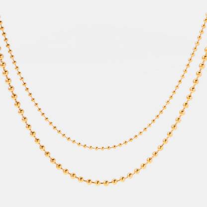 18K Gold-Plated Lobster Closure Bead Necklace 