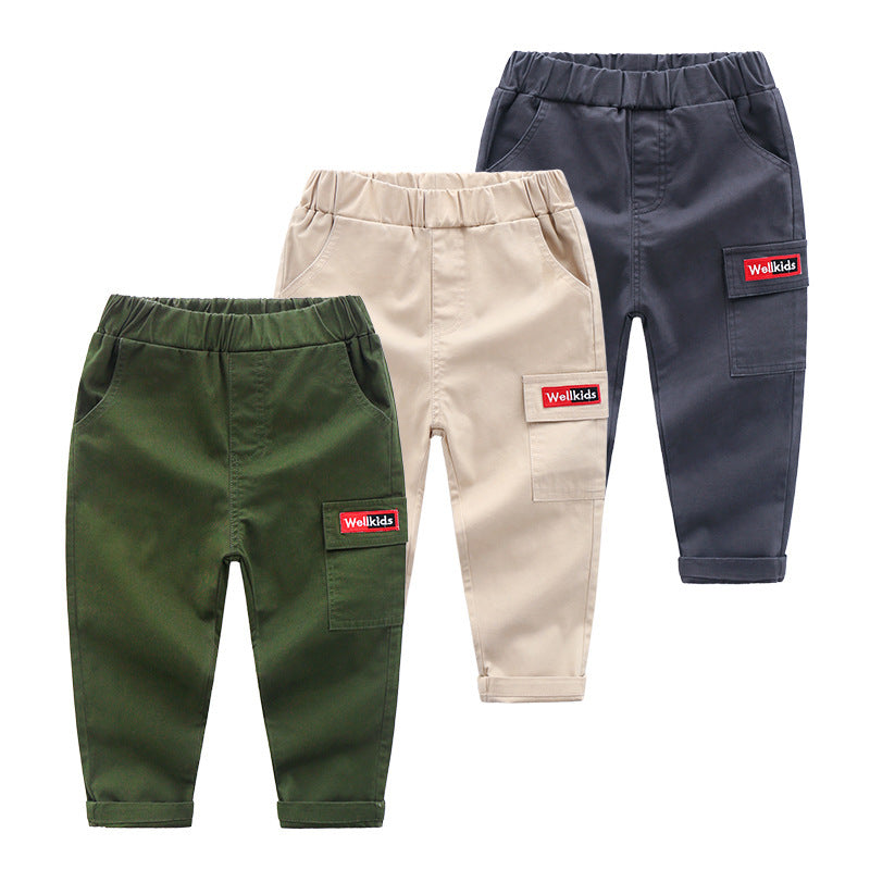 Children's cotton slim feet casual pants