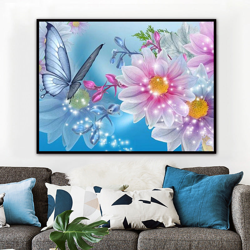 5D Butterfly Flower Diamond Painting DIY Mosaic Needlework Full Round Diamond Picture Embroidery Crystal  Home Decor Gift