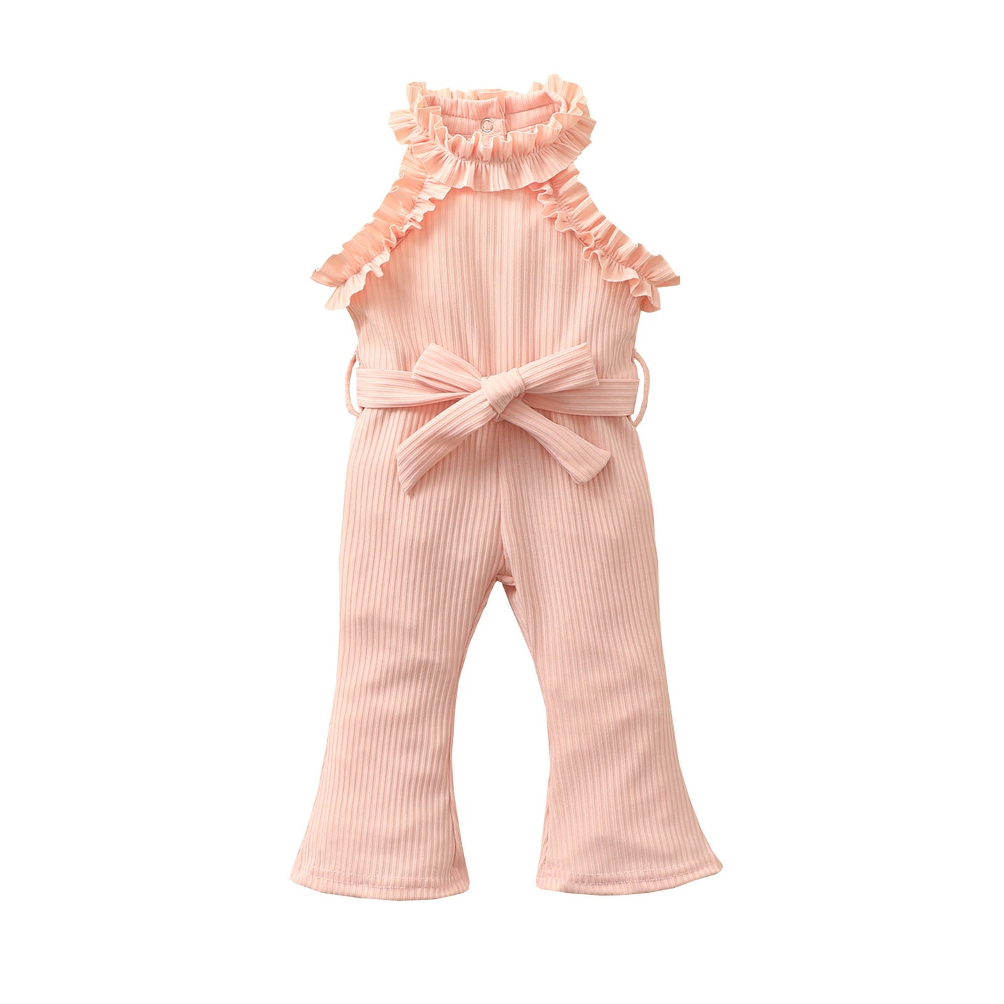 Infants And Girls High Neck Lace Strapless Onesie With Belt