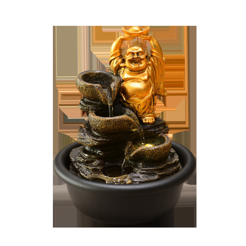 Small Desktop Buddha Statue Make A Fortune As Endless As Flowing Water Ornaments