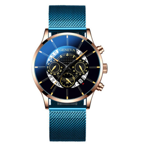 Men's Quartz Watch With Non-Mechanical Alloy Steel Band Calendar