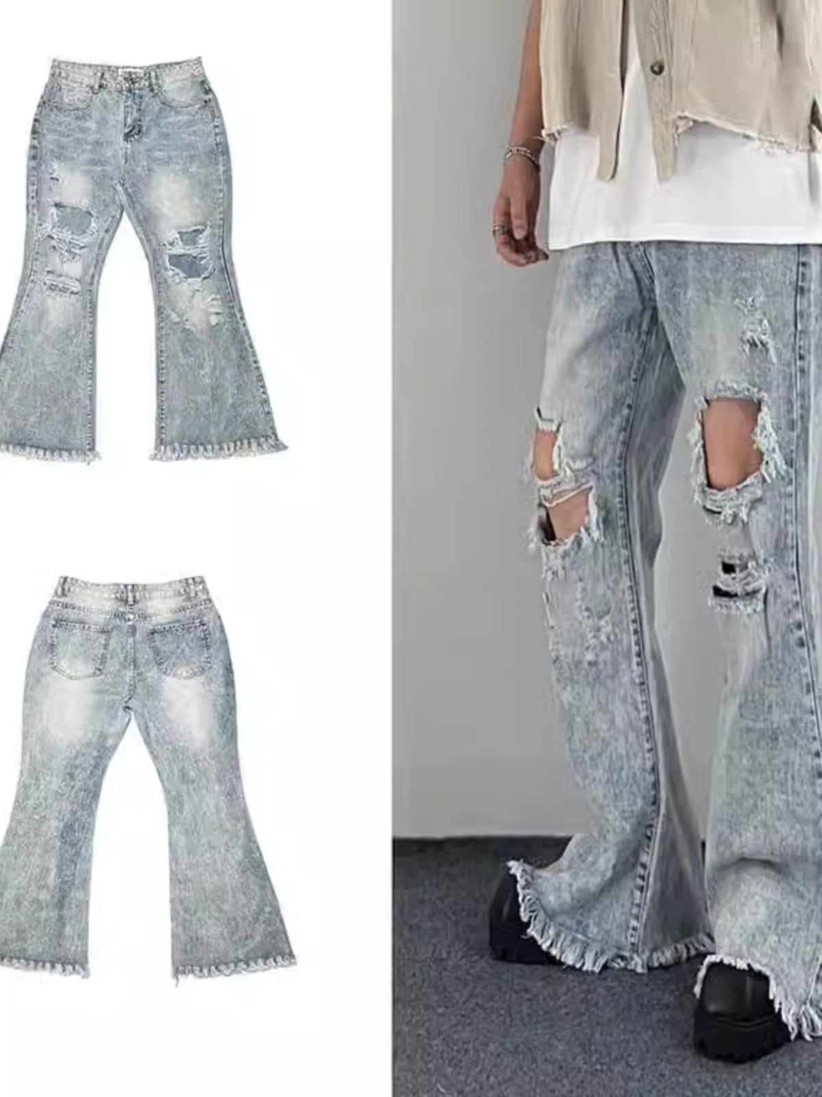 Summer Distressed Slim Blue Jeans