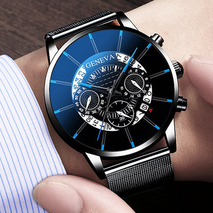 Alloy mesh calendar watch