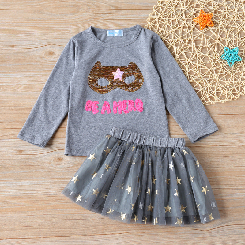 Fashion Cartoon Cute Blouse And Skirt Children's Suit