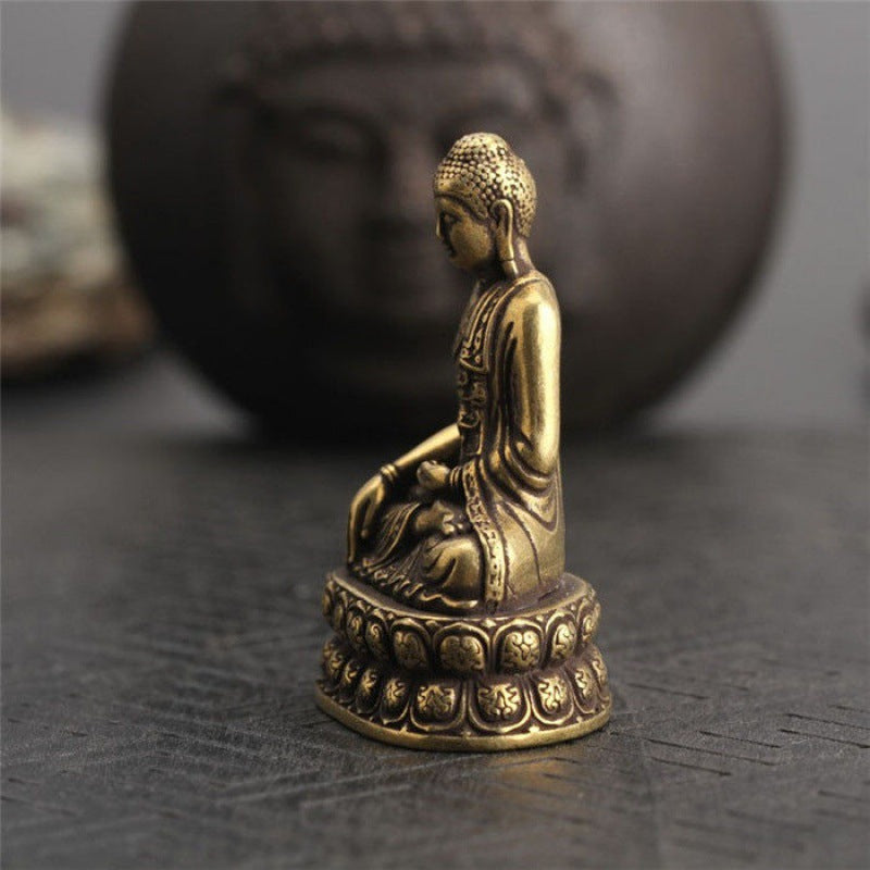 Pure Copper Small Buddha Statue Solid Brass Sakyamuni